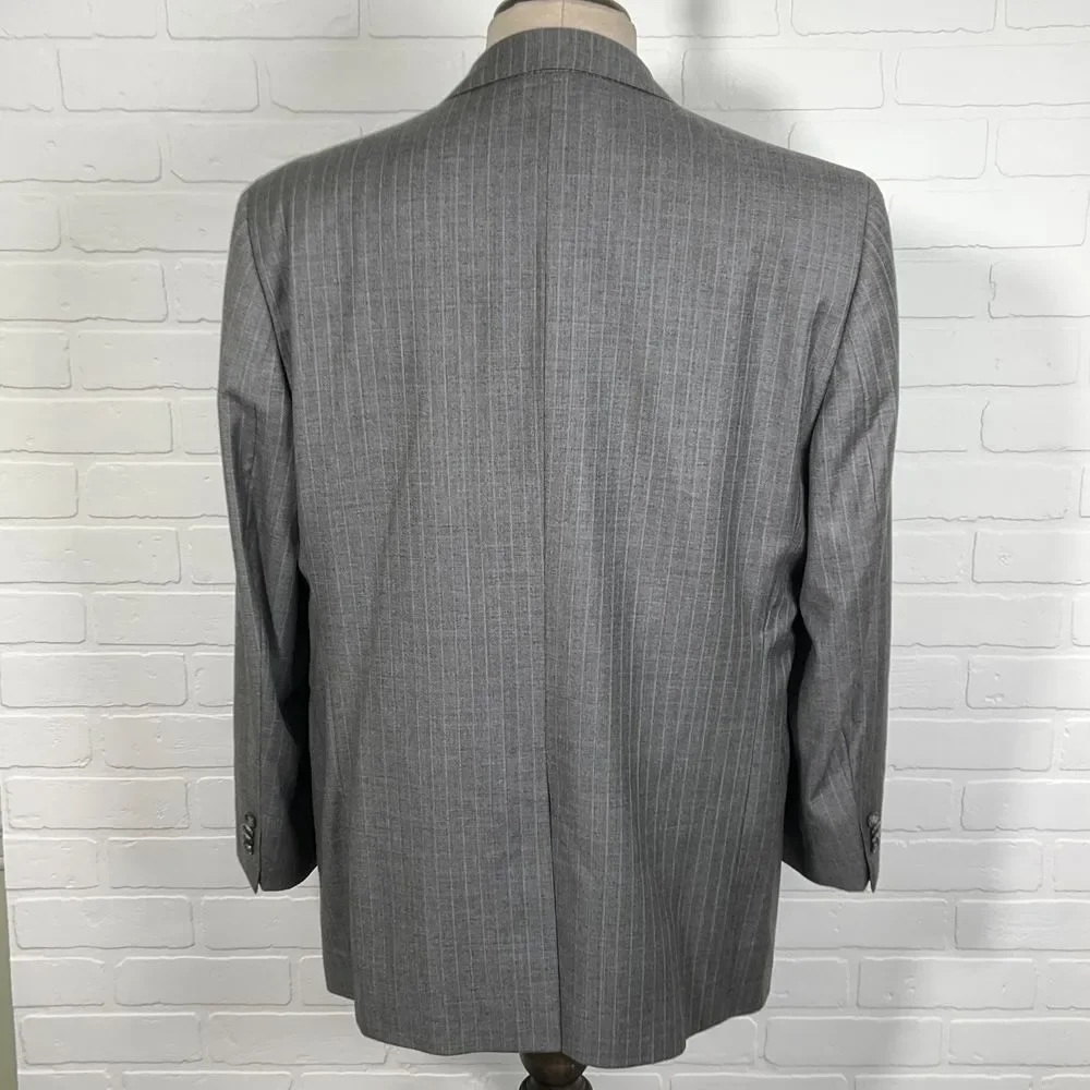 Cremieux Blazer Men 44R‎ Gray Pinstripe Dawson Super 130s Loro Piana Wool Italy